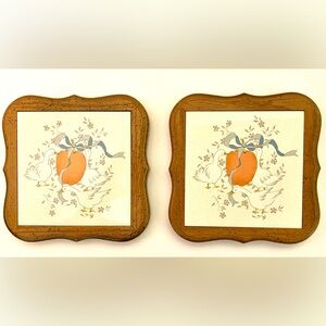 Vintage Goodwood Ceramic Tile Trivet Geese w/Apple Blue  Rubber Feet Wall Accent
